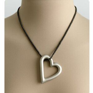 Shablool Israel Floating Heart Electroform St Slv 925 Pendant w Popcorn necklace